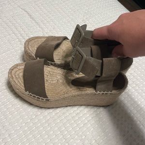 Vince Abby Brown Suede Leather Espadrille Platform Wedge Sandal